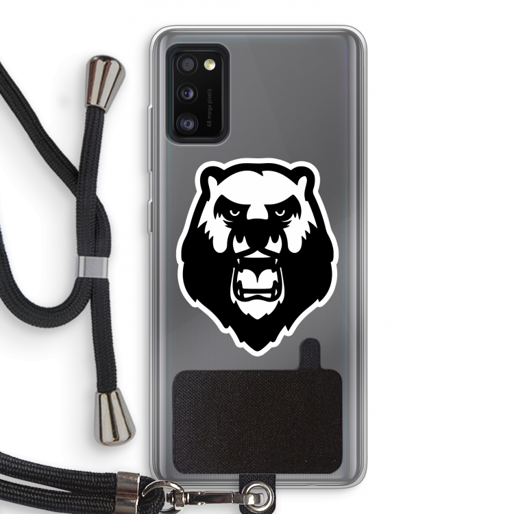 Angry Bear (white): Samsung Galaxy A41 Transparant Hoesje met koord