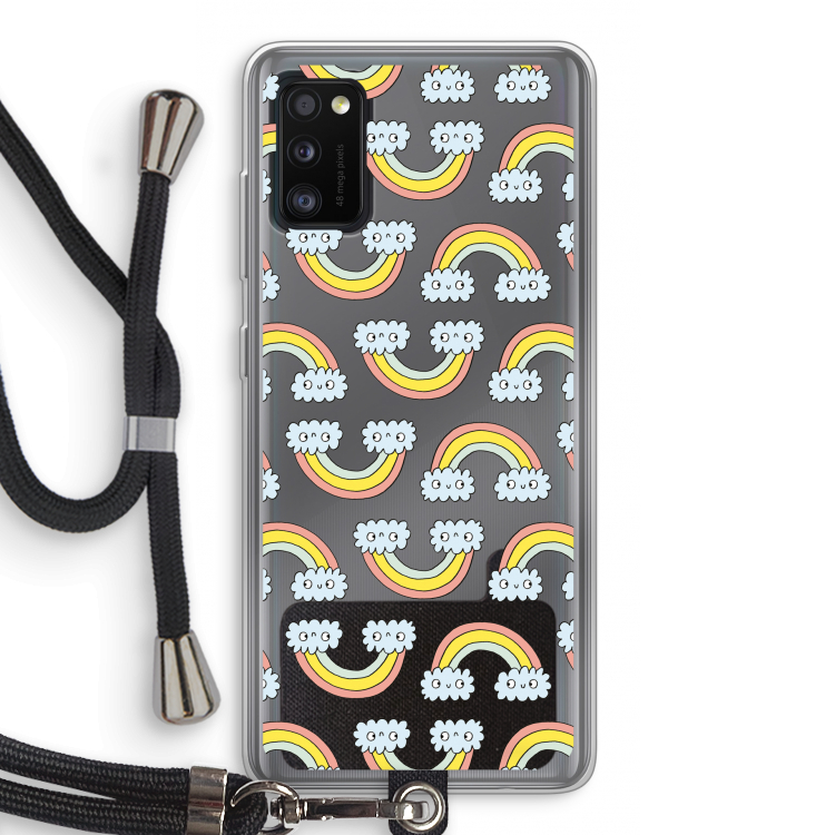 Regenboog: Samsung Galaxy A41 Transparant Hoesje met koord