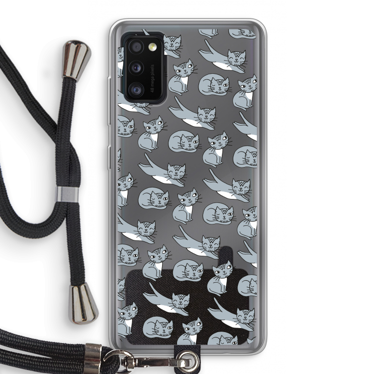 Poezen: Samsung Galaxy A41 Transparant Hoesje met koord