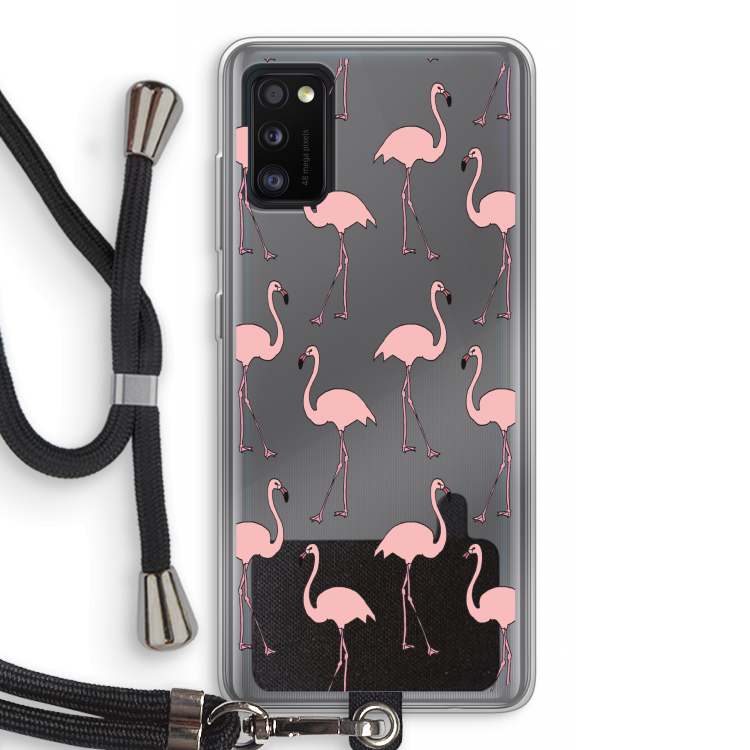 Anything Flamingoes: Samsung Galaxy A41 Transparant Hoesje met koord