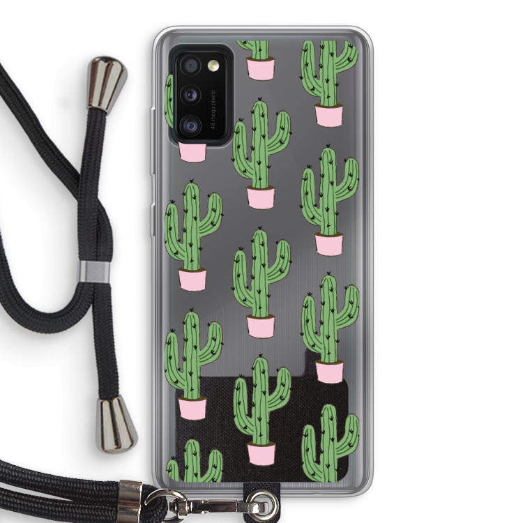 Cactus Lover: Samsung Galaxy A41 Transparant Hoesje met koord