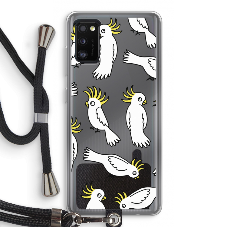 Papegaai: Samsung Galaxy A41 Transparant Hoesje met koord