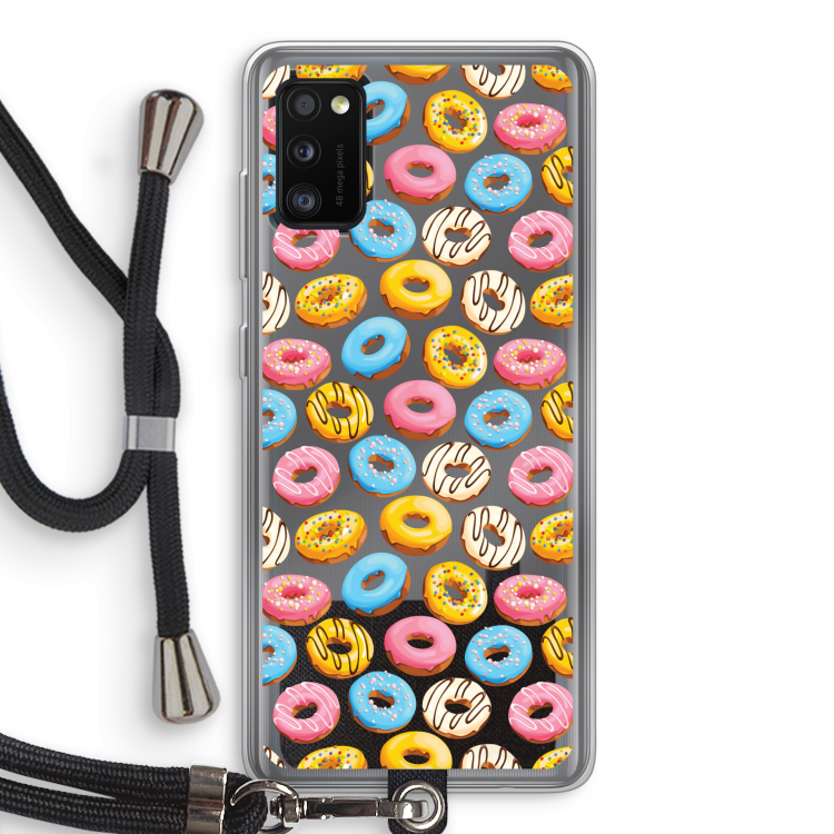 Pink donuts: Samsung Galaxy A41 Transparant Hoesje met koord