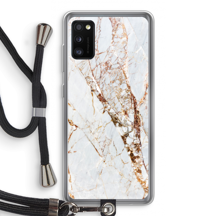 Goud marmer: Samsung Galaxy A41 Transparant Hoesje met koord