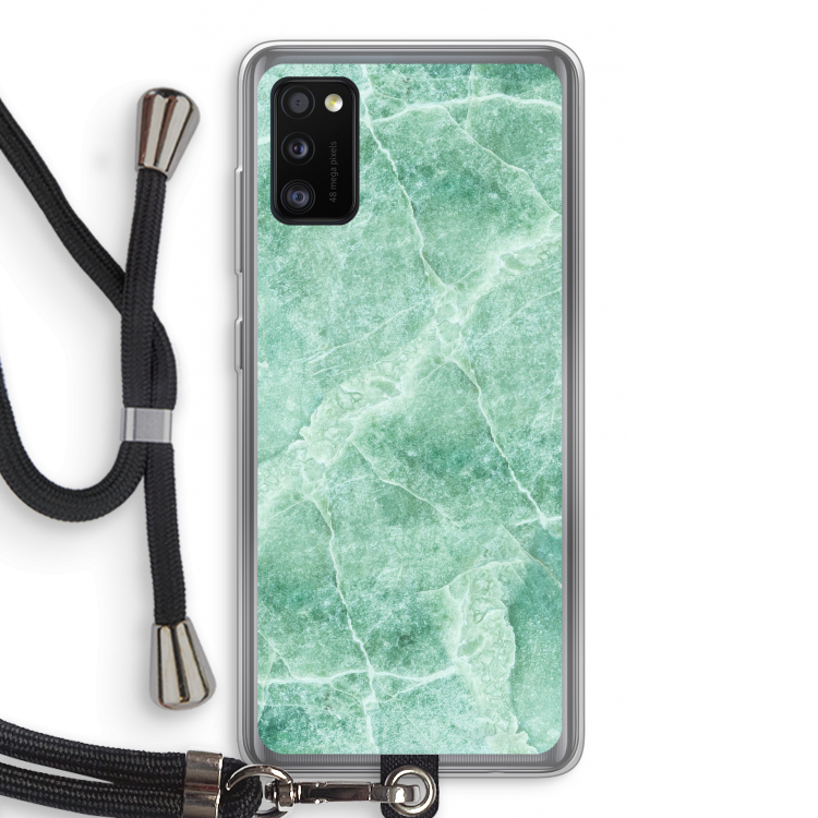 Groen marmer: Samsung Galaxy A41 Transparant Hoesje met koord