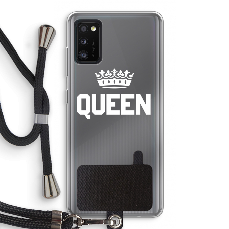 Queen zwart: Samsung Galaxy A41 Transparant Hoesje met koord