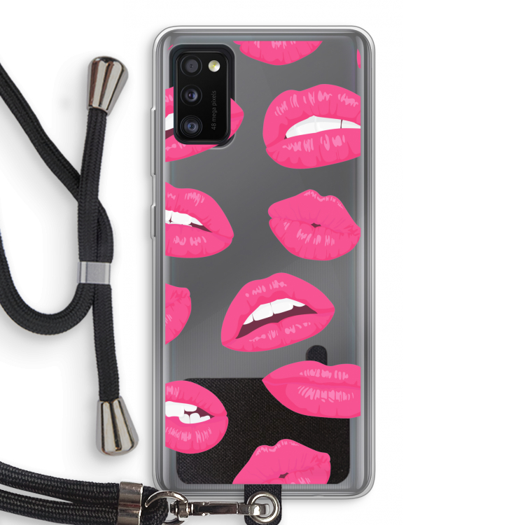 Bite my lip: Samsung Galaxy A41 Transparant Hoesje met koord