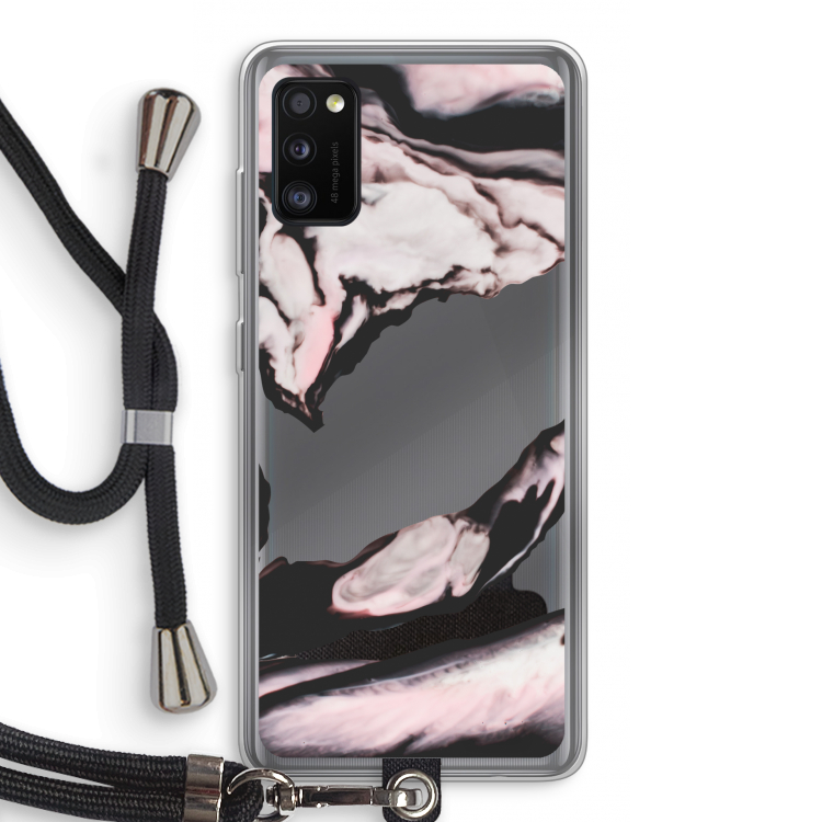 Roze stroom: Samsung Galaxy A41 Transparant Hoesje met koord