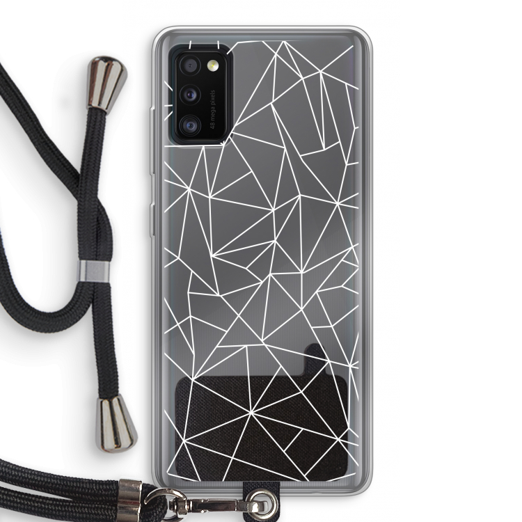Geometrische lijnen wit: Samsung Galaxy A41 Transparant Hoesje met koord