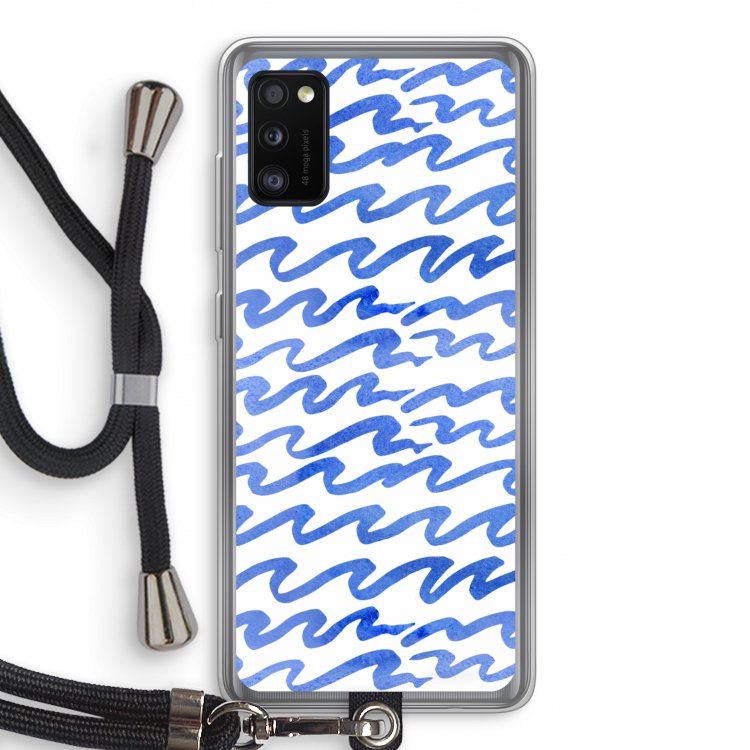 Blauwe golven: Samsung Galaxy A41 Transparant Hoesje met koord