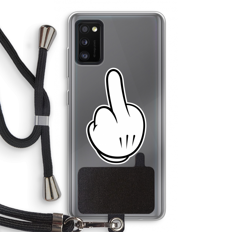 Middle finger black: Samsung Galaxy A41 Transparant Hoesje met koord
