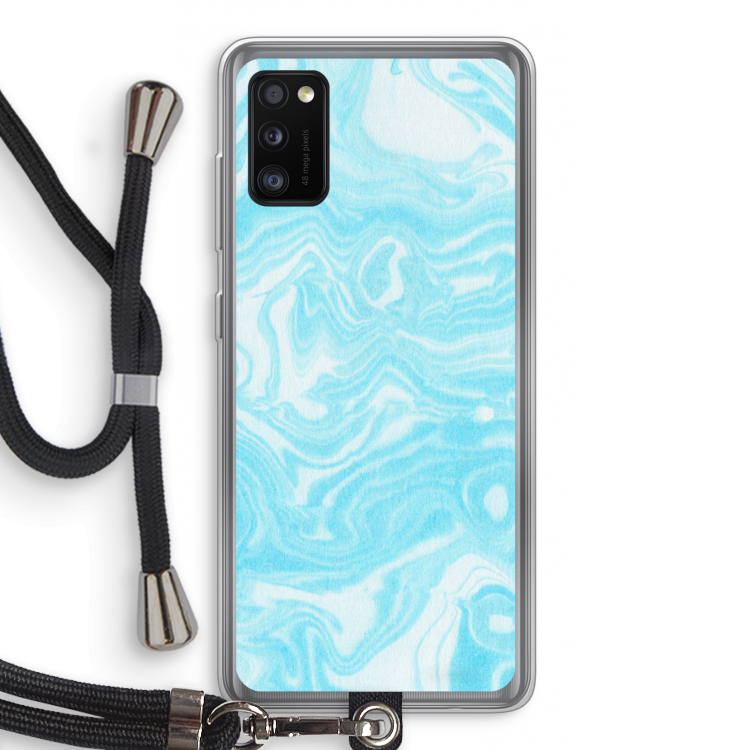 Waterverf blauw: Samsung Galaxy A41 Transparant Hoesje met koord