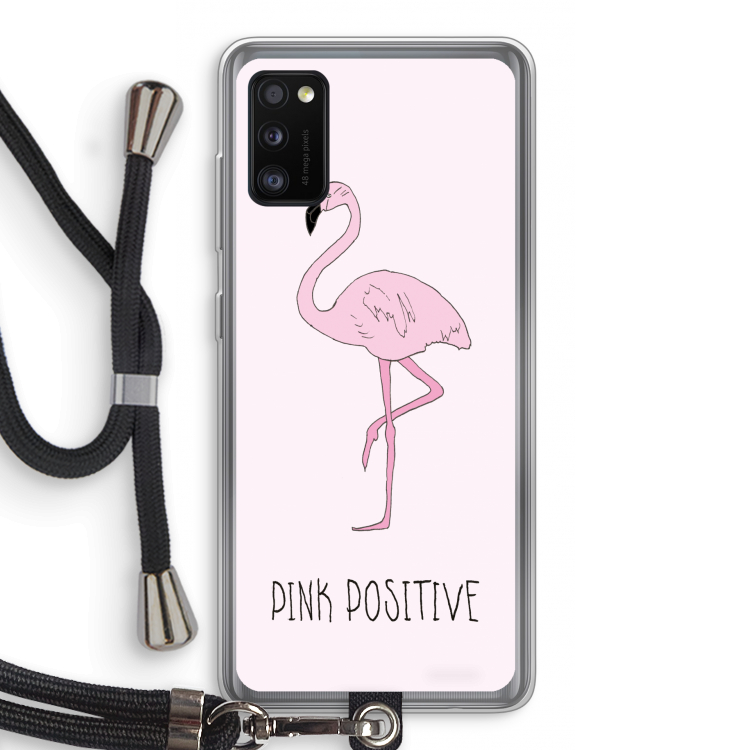 Pink positive: Samsung Galaxy A41 Transparant Hoesje met koord