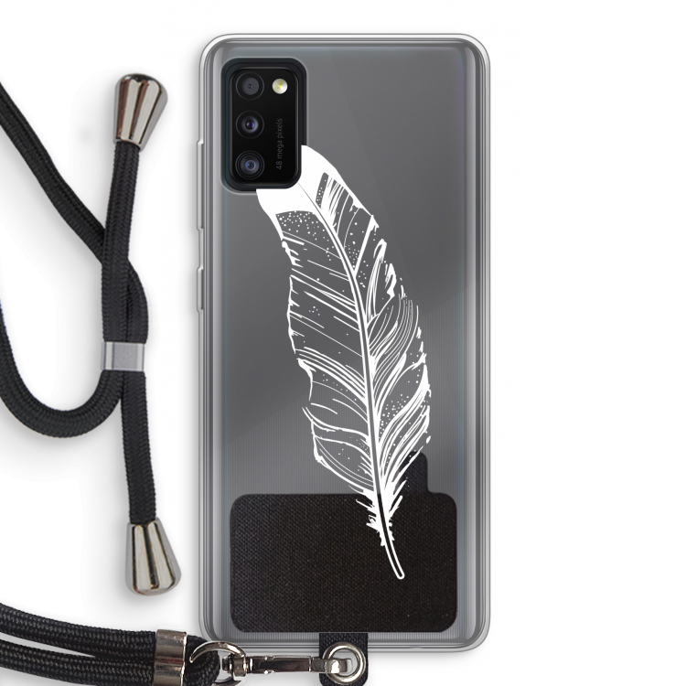 Pluim: Samsung Galaxy A41 Transparant Hoesje met koord