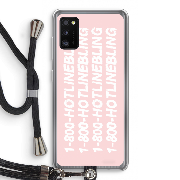 Hotline bling pink: Samsung Galaxy A41 Transparant Hoesje met koord
