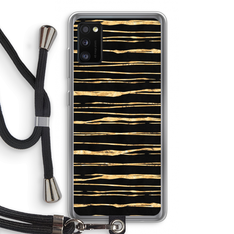 Gouden strepen: Samsung Galaxy A41 Transparant Hoesje met koord