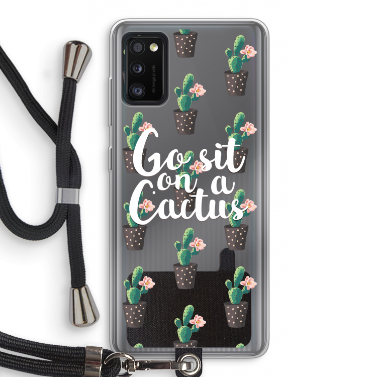 Cactus quote: Samsung Galaxy A41 Transparant Hoesje met koord