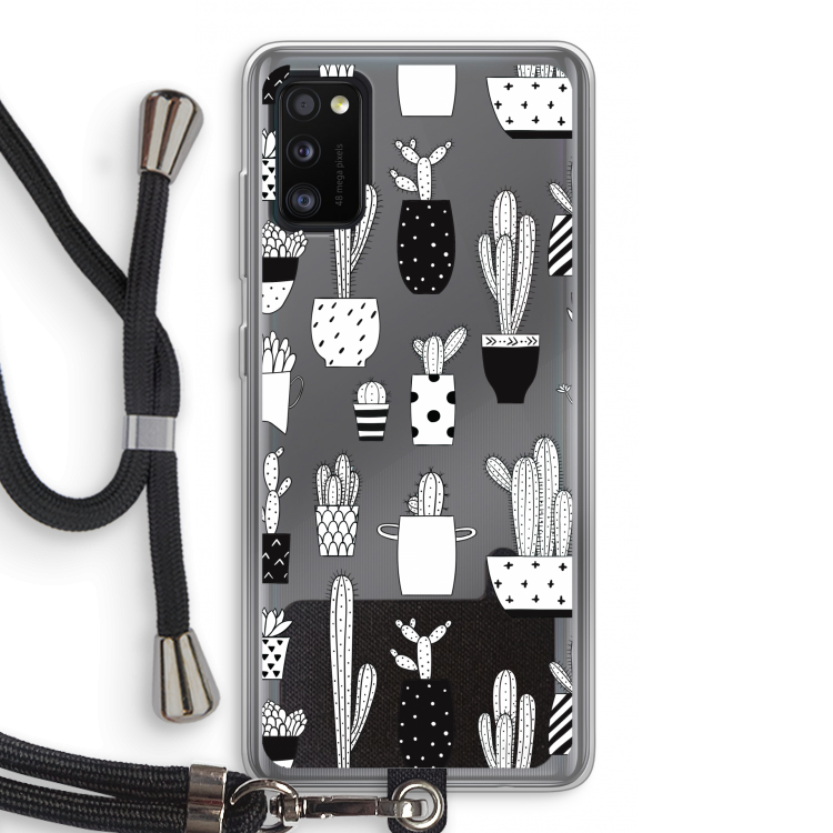 Cactusmotief: Samsung Galaxy A41 Transparant Hoesje met koord
