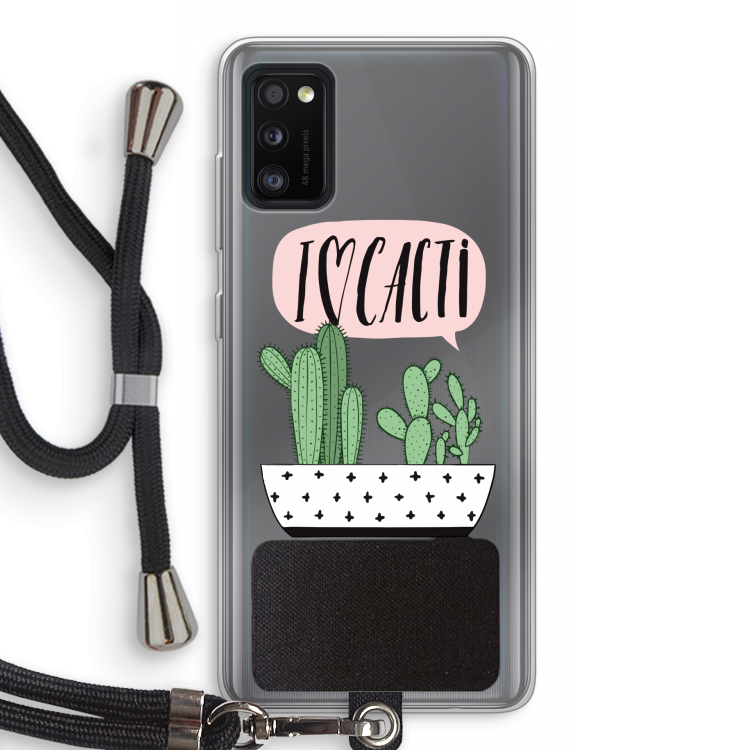 I love cacti: Samsung Galaxy A41 Transparant Hoesje met koord