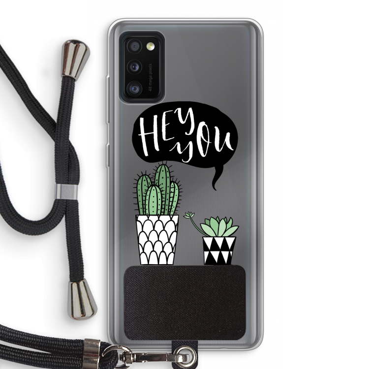 Hey you cactus: Samsung Galaxy A41 Transparant Hoesje met koord