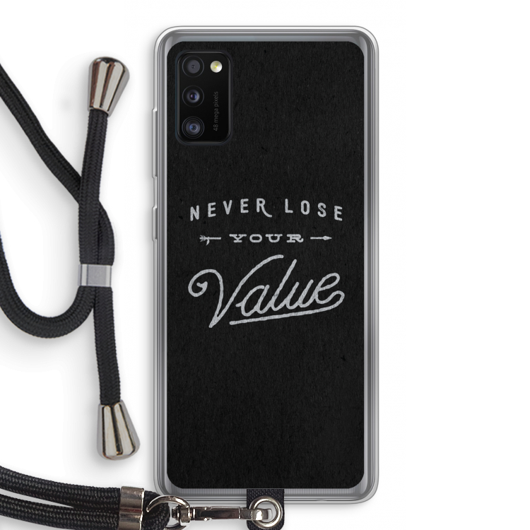 Never lose your value: Samsung Galaxy A41 Transparant Hoesje met koord