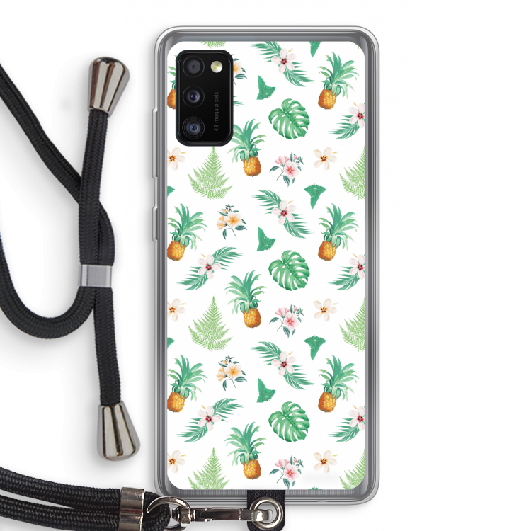 Ananas bladeren: Samsung Galaxy A41 Transparant Hoesje met koord