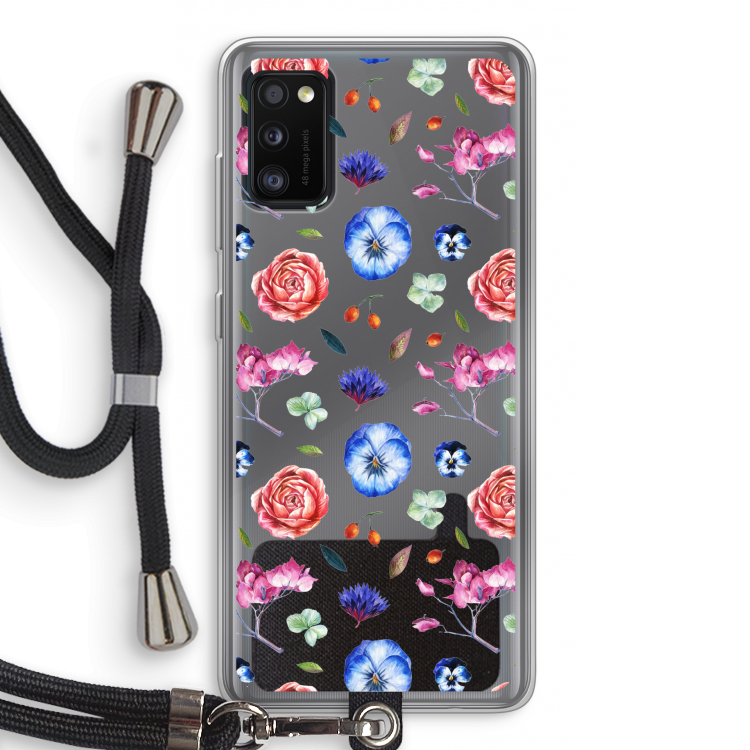 Bloemetjes: Samsung Galaxy A41 Transparant Hoesje met koord
