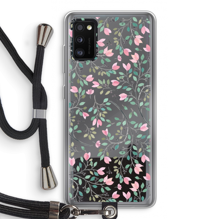 Sierlijke bloemen: Samsung Galaxy A41 Transparant Hoesje met koord
