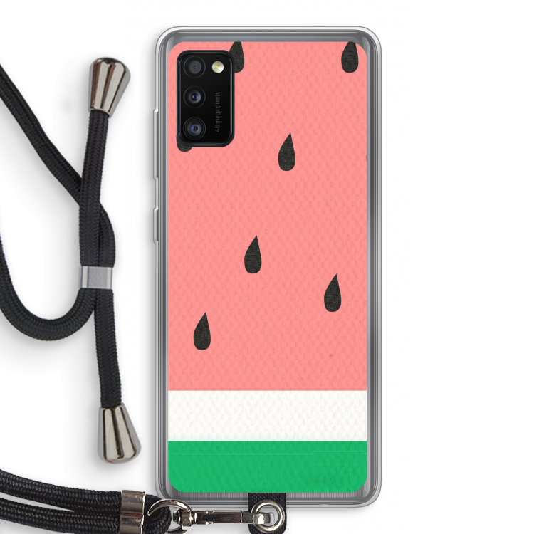 Watermeloen: Samsung Galaxy A41 Transparant Hoesje met koord