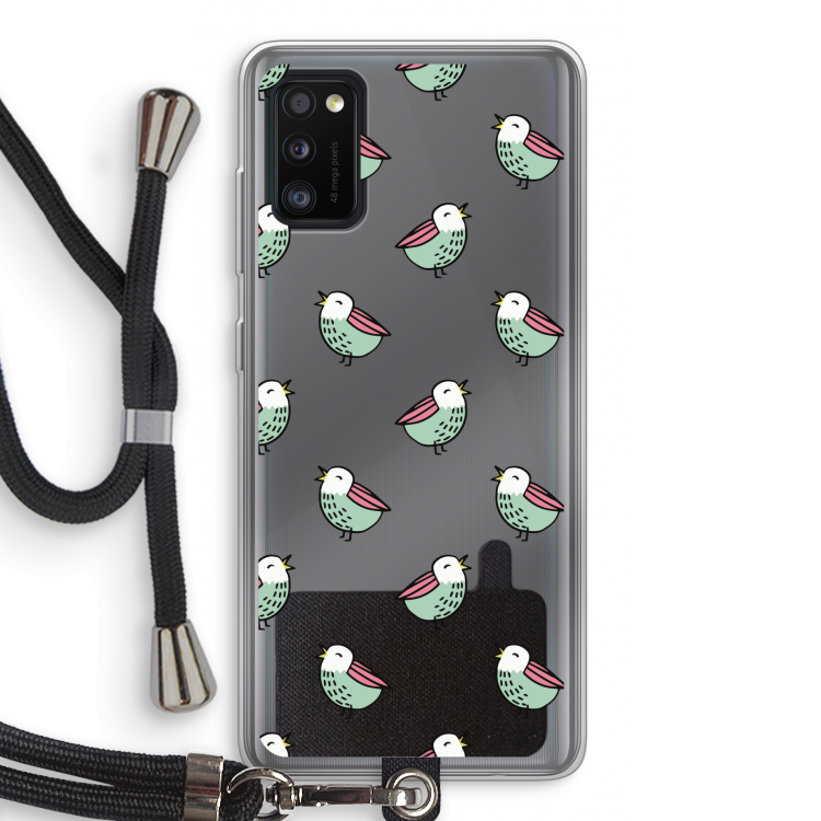 Vogeltjes: Samsung Galaxy A41 Transparant Hoesje met koord