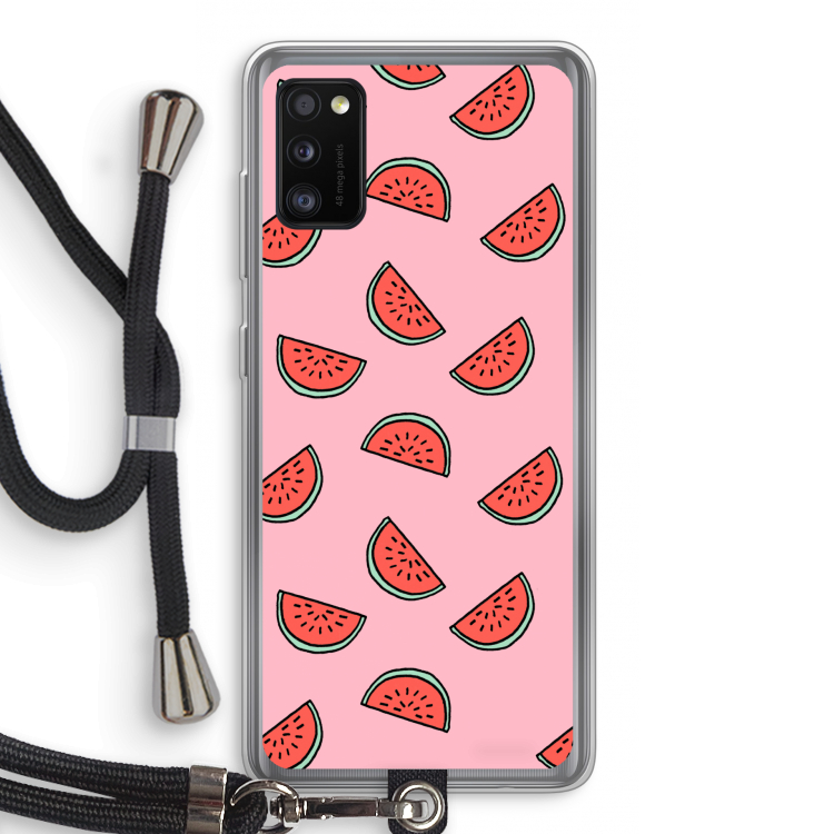 Watermeloen: Samsung Galaxy A41 Transparant Hoesje met koord