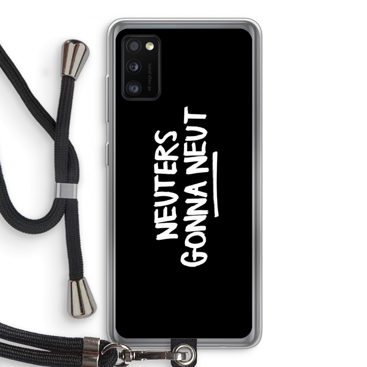 Neuters (zwart): Samsung Galaxy A41 Transparant Hoesje met koord