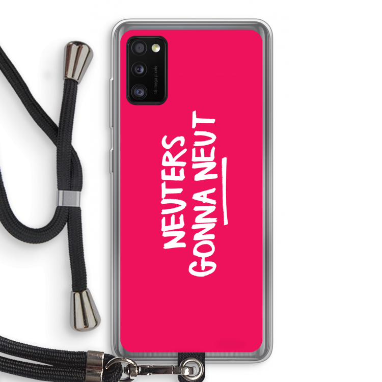 Neuters (roze): Samsung Galaxy A41 Transparant Hoesje met koord