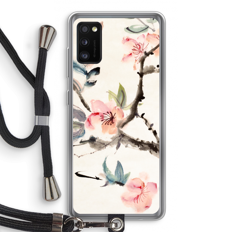 Japanse bloemen: Samsung Galaxy A41 Transparant Hoesje met koord