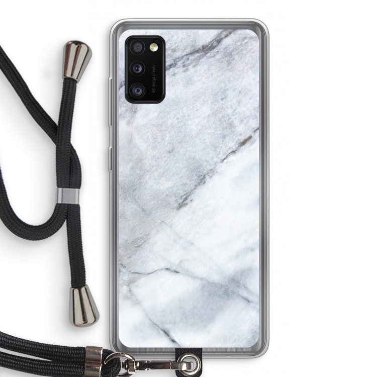Witte marmer: Samsung Galaxy A41 Transparant Hoesje met koord