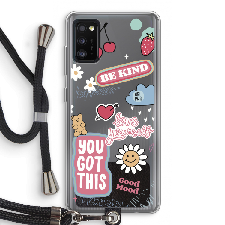 Positivity: Samsung Galaxy A41 Transparant Hoesje met koord
