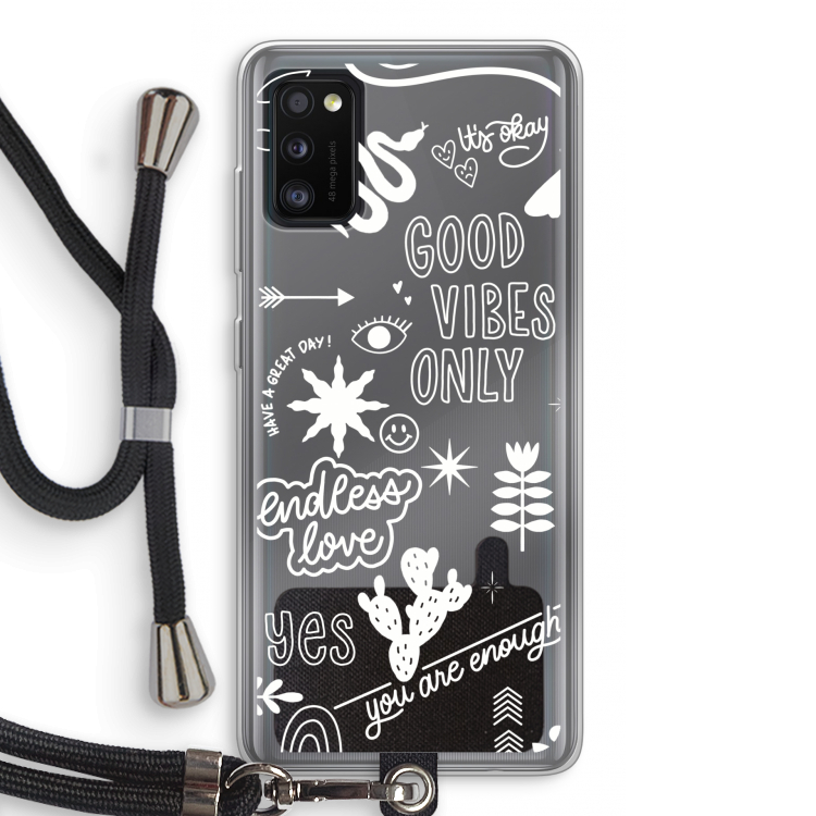 Good vibes: Samsung Galaxy A41 Transparant Hoesje met koord