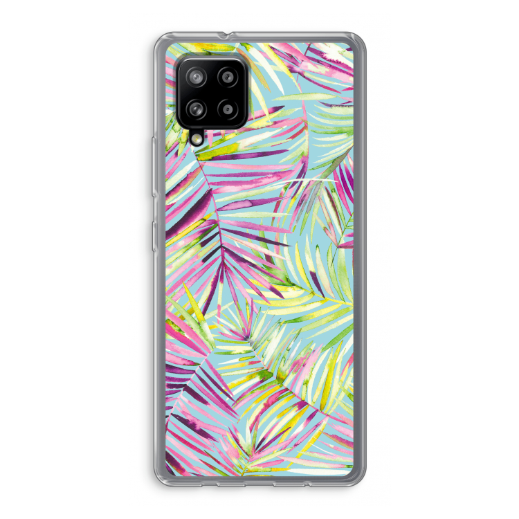 Tropical Palms Blue: Samsung Galaxy A42 5G Transparant Hoesje