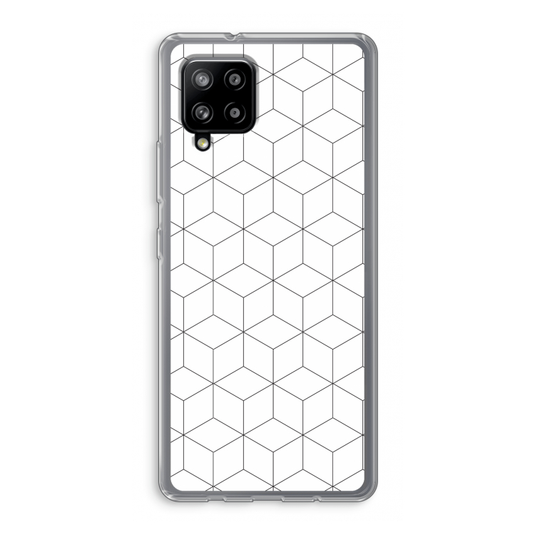 Zwart-witte kubussen: Samsung Galaxy A42 5G Transparant Hoesje