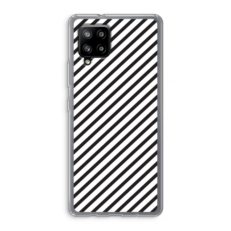 Strepen zwart-wit: Samsung Galaxy A42 5G Transparant Hoesje