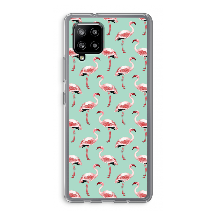 Flamingoprint groen: Samsung Galaxy A42 5G Transparant Hoesje