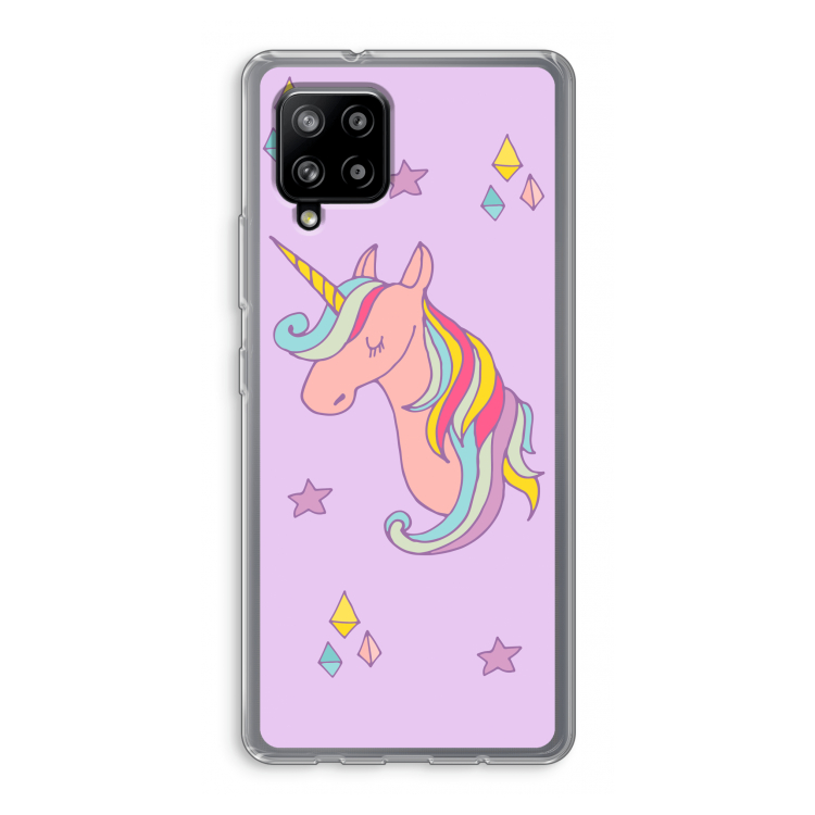 Roze eenhoorn: Samsung Galaxy A42 5G Transparant Hoesje
