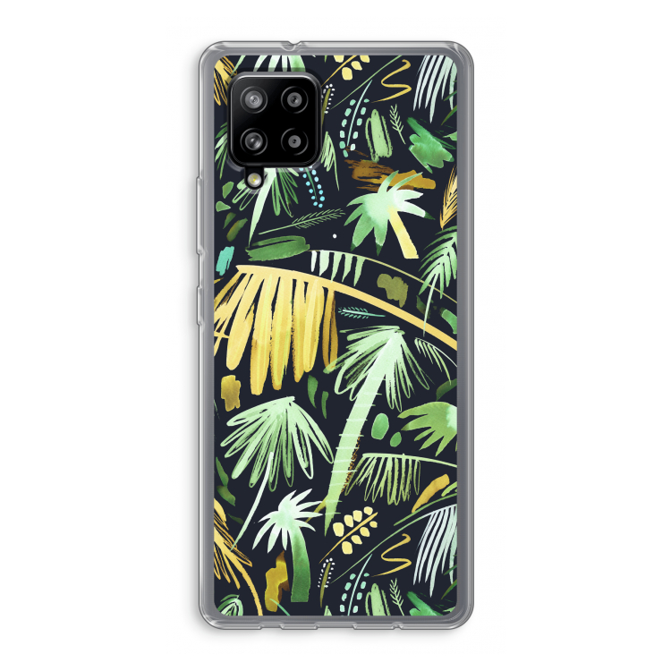 Tropical Palms Dark: Samsung Galaxy A42 5G Transparant Hoesje