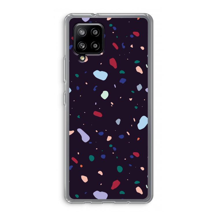 Dark Rounded Terrazzo: Samsung Galaxy A42 5G Transparant Hoesje