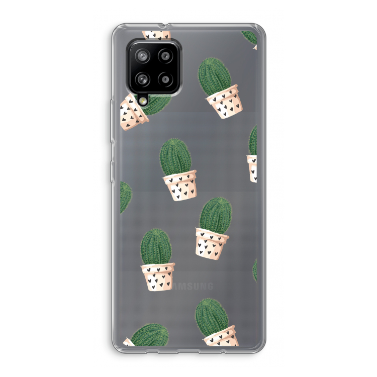 Cactusprint roze: Samsung Galaxy A42 5G Transparant Hoesje
