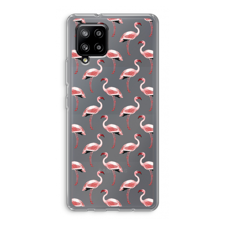 Flamingoprint groen: Samsung Galaxy A42 5G Transparant Hoesje
