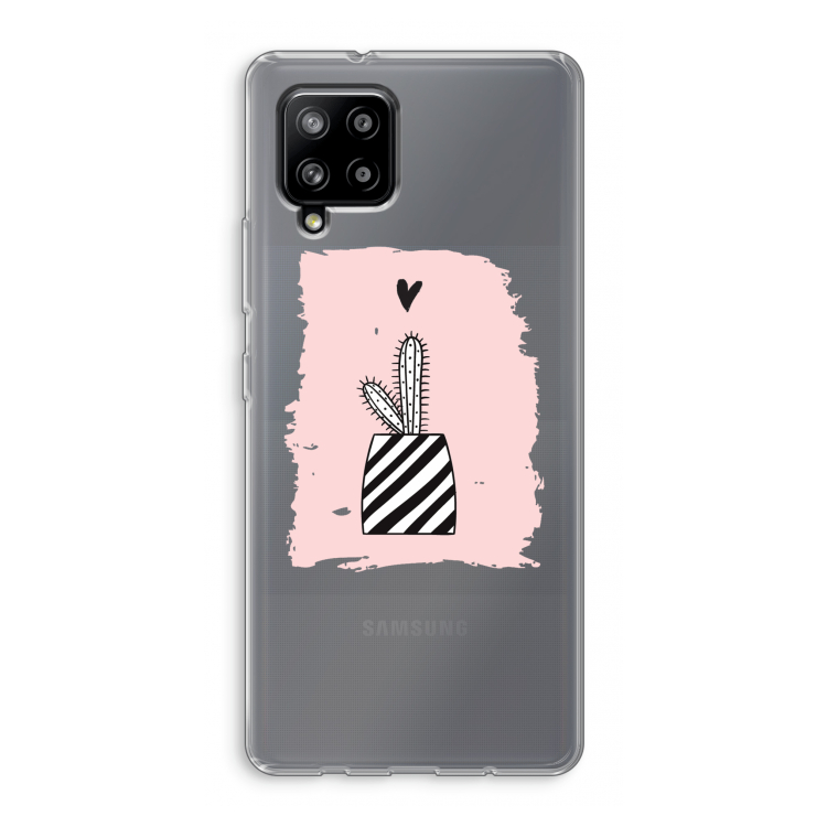 Zwart-wit cactus: Samsung Galaxy A42 5G Transparant Hoesje