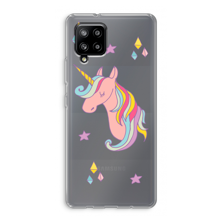 Roze eenhoorn: Samsung Galaxy A42 5G Transparant Hoesje
