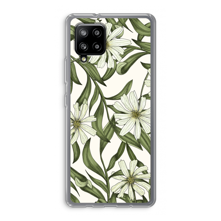 Wit bloemenpatroon: Samsung Galaxy A42 5G Transparant Hoesje