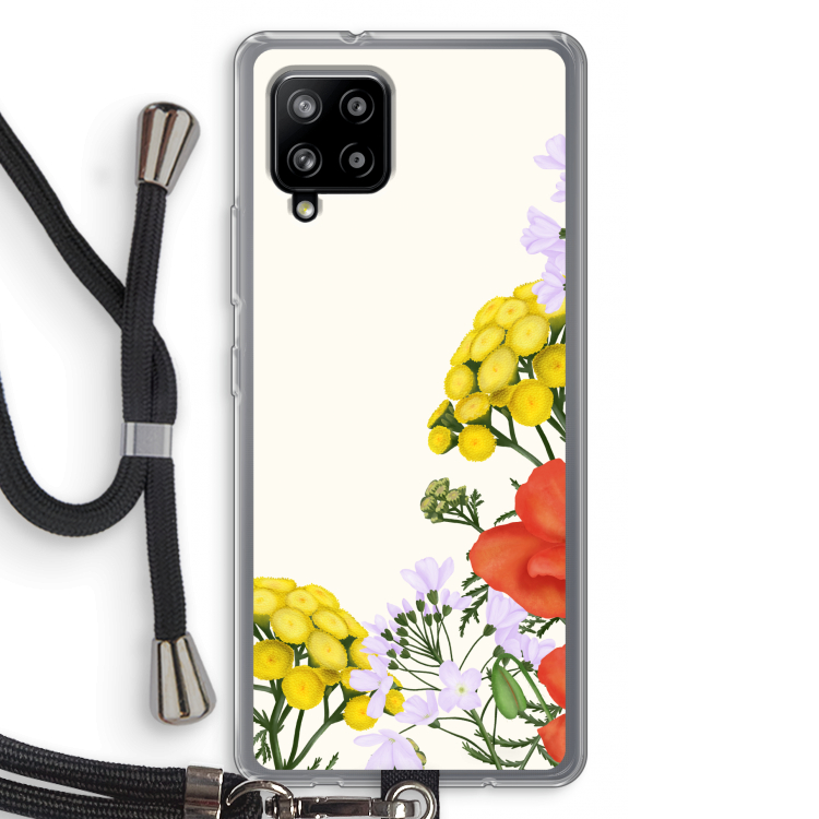 Wilde bloemen: Samsung Galaxy A42 5G Transparant Hoesje met koord